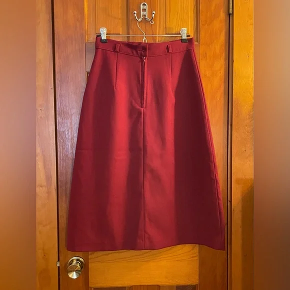 Burgundy Kick Pleat Skirt - Picture 2 of 4